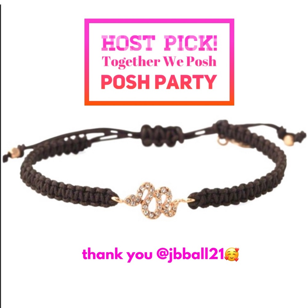 Stella & Dot | Rose Gold Crystal Pave Snake Adjustable Pulley Cord Brace…